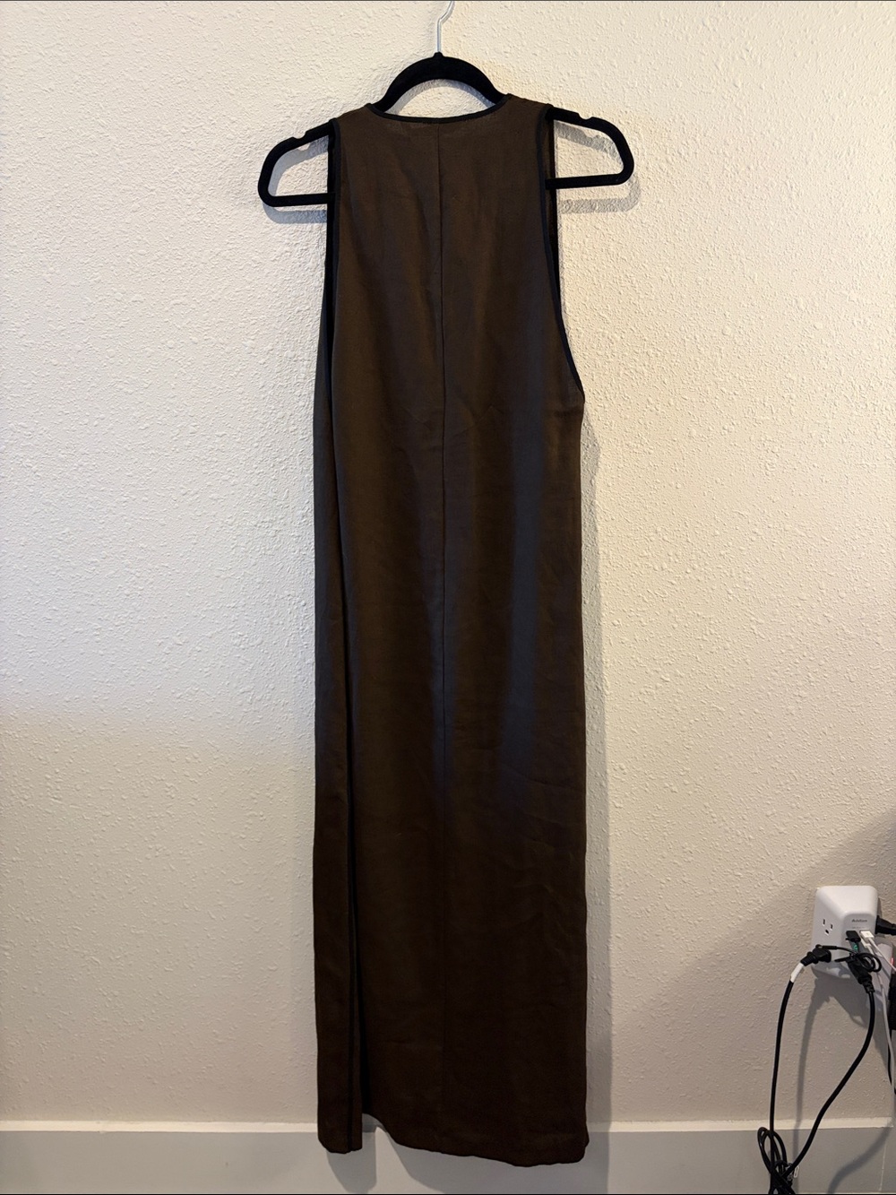 NWT M Zara ZW Collection linen blend midi dress chocolate 8218/586 - Picture 4 of 6